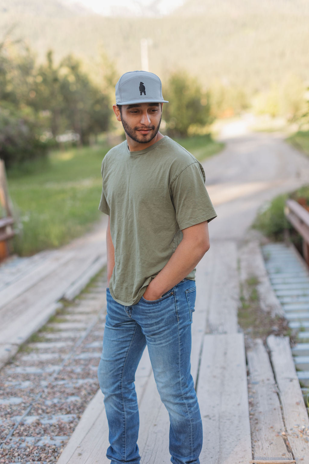 Hey Bear! Poly Camp Hat- Gray