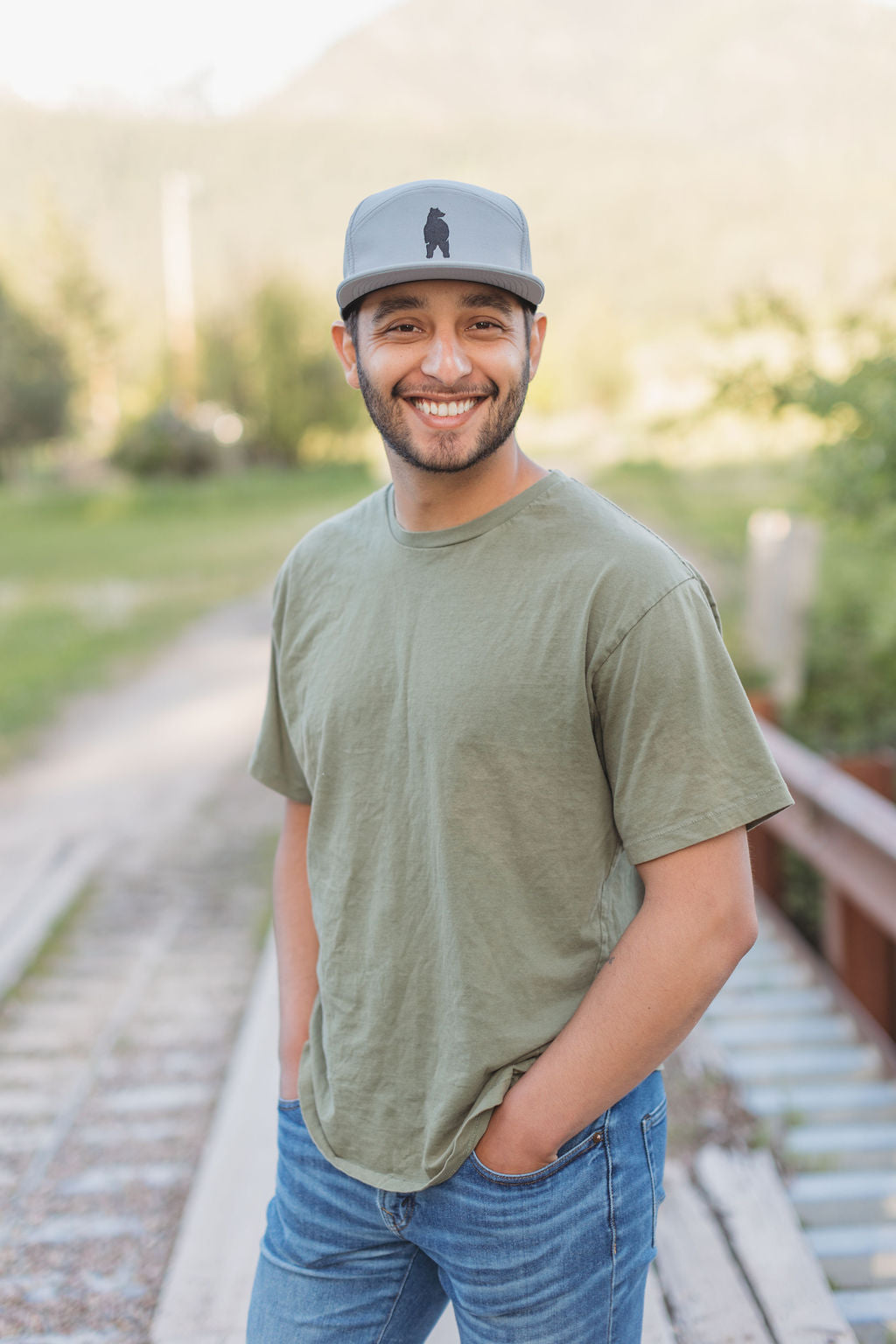 Hey Bear! Poly Camp Hat- Gray