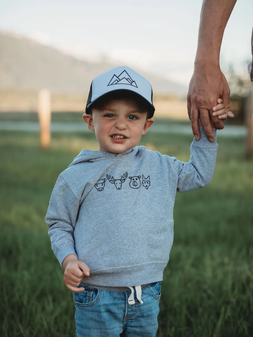 Kids Made of Mountains Logo Trucker Hat: White/Black