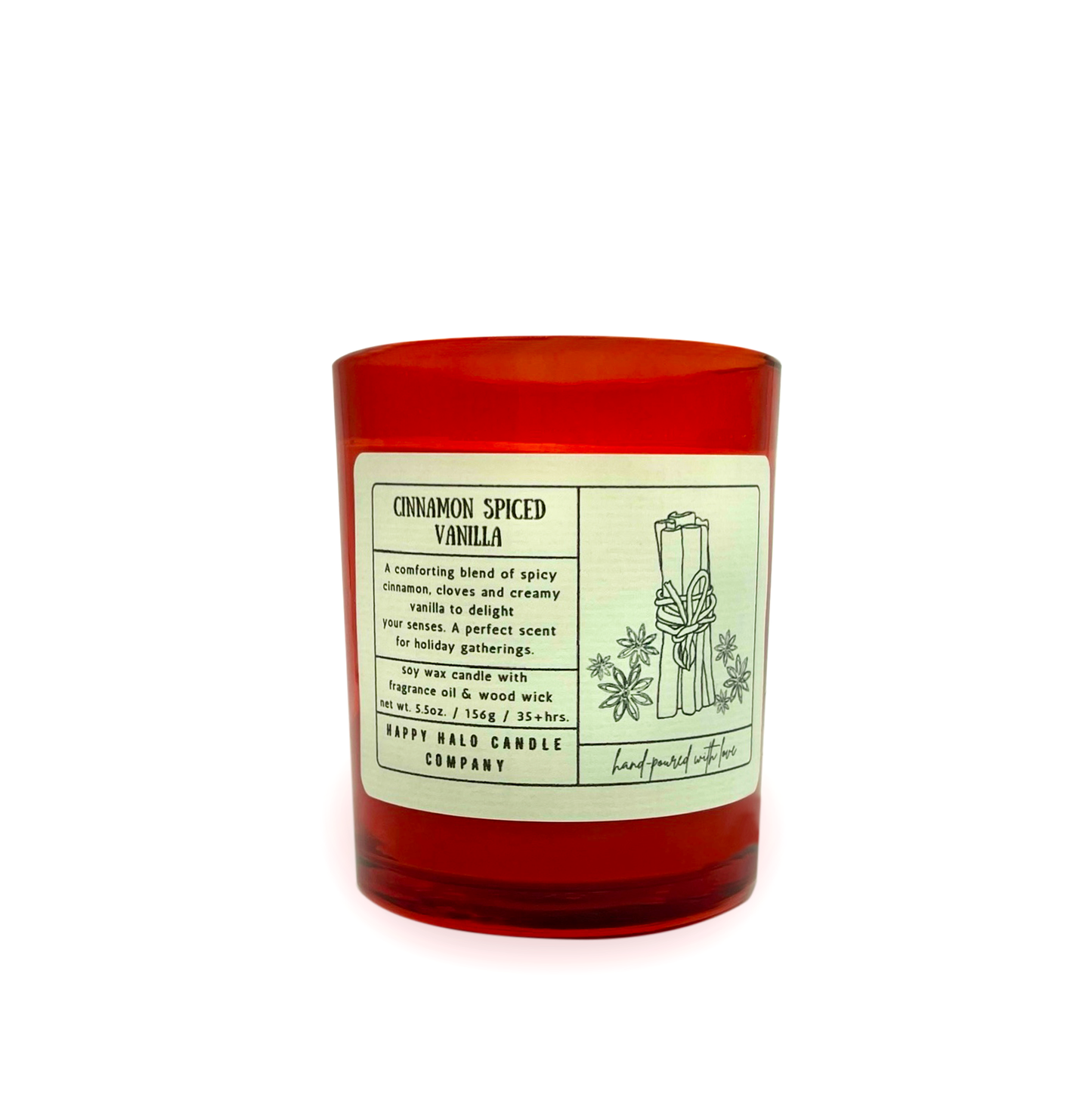 Happy Halo Candle Co- 5.5oz Holiday Jar- Cinnamon Spiced Vanilla WW