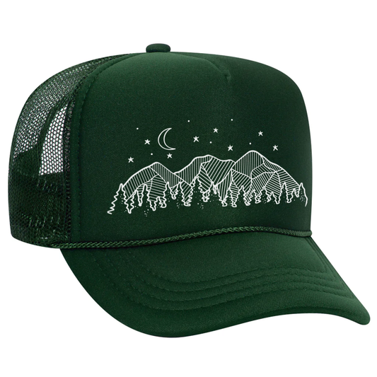 Kid Night Sky Trucker Hat: Dark Green