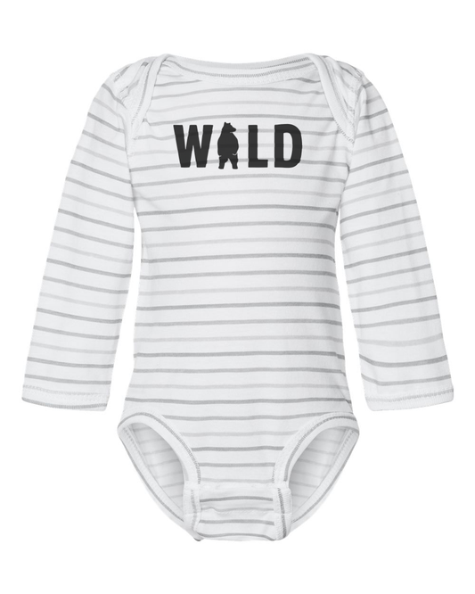 Wild Bear Striped Long Sleeve Onesie