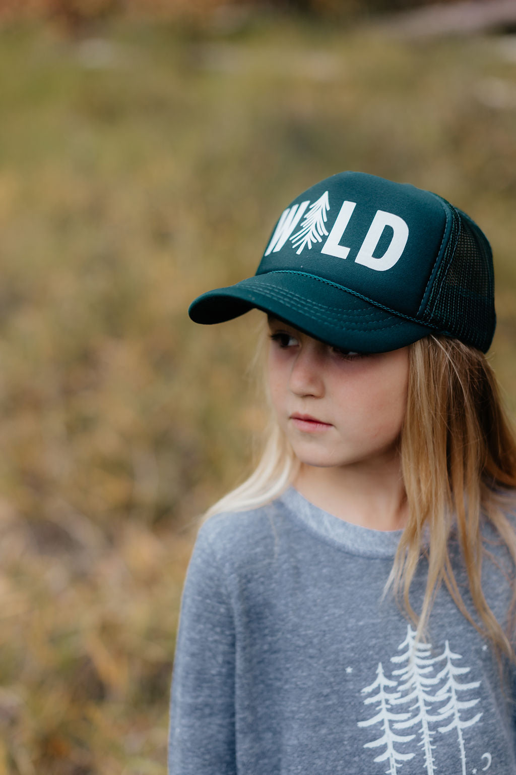 WILD Tree Kid Trucker Hat: Dark Green